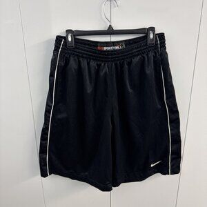 Vtg Y2K Nike Basketball Shorts Black White Stripe Down Sides Pockets Large (S7)